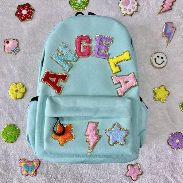 Personalized Chenille Letters Nylon School Backpack