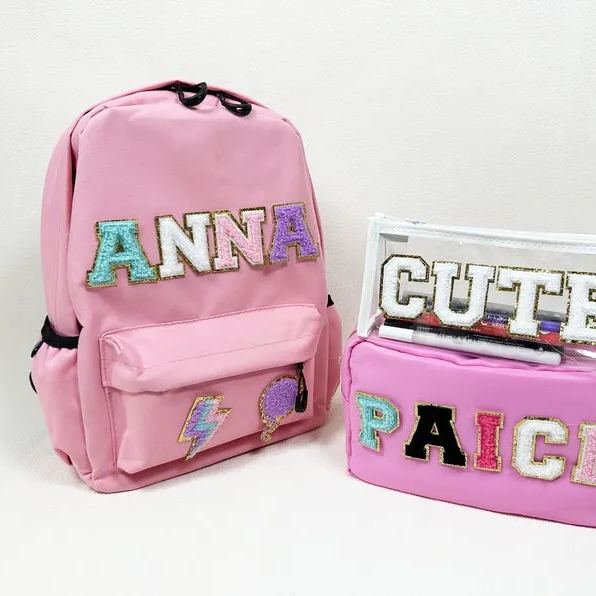 Personalized Chenille Letters Nylon School Backpack