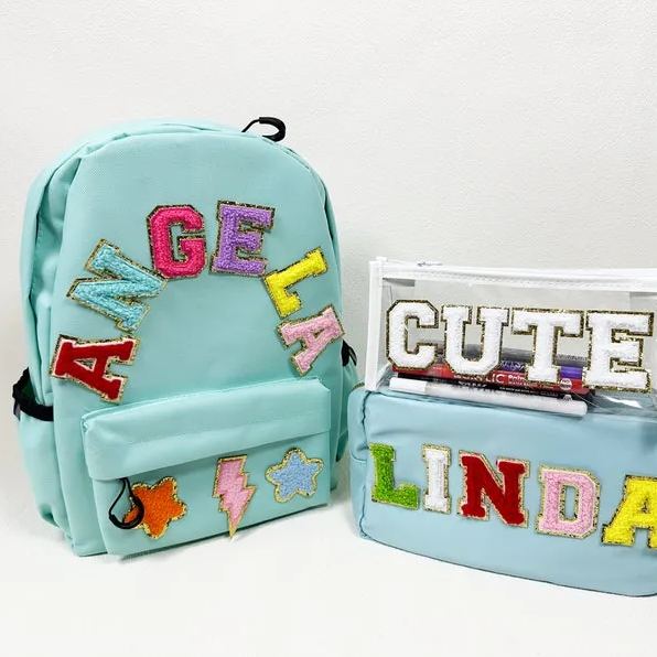 Personalized Chenille Letters Nylon School Backpack