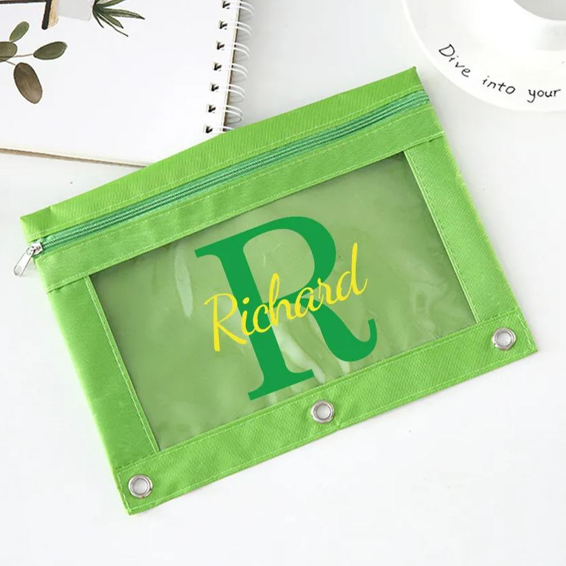 Personalized Monogrammed Canvas Zipper Kid Pencil Case