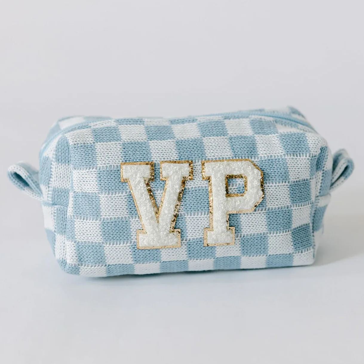 Personalized Checkered Chenille Patch Checkered Makeup Bag