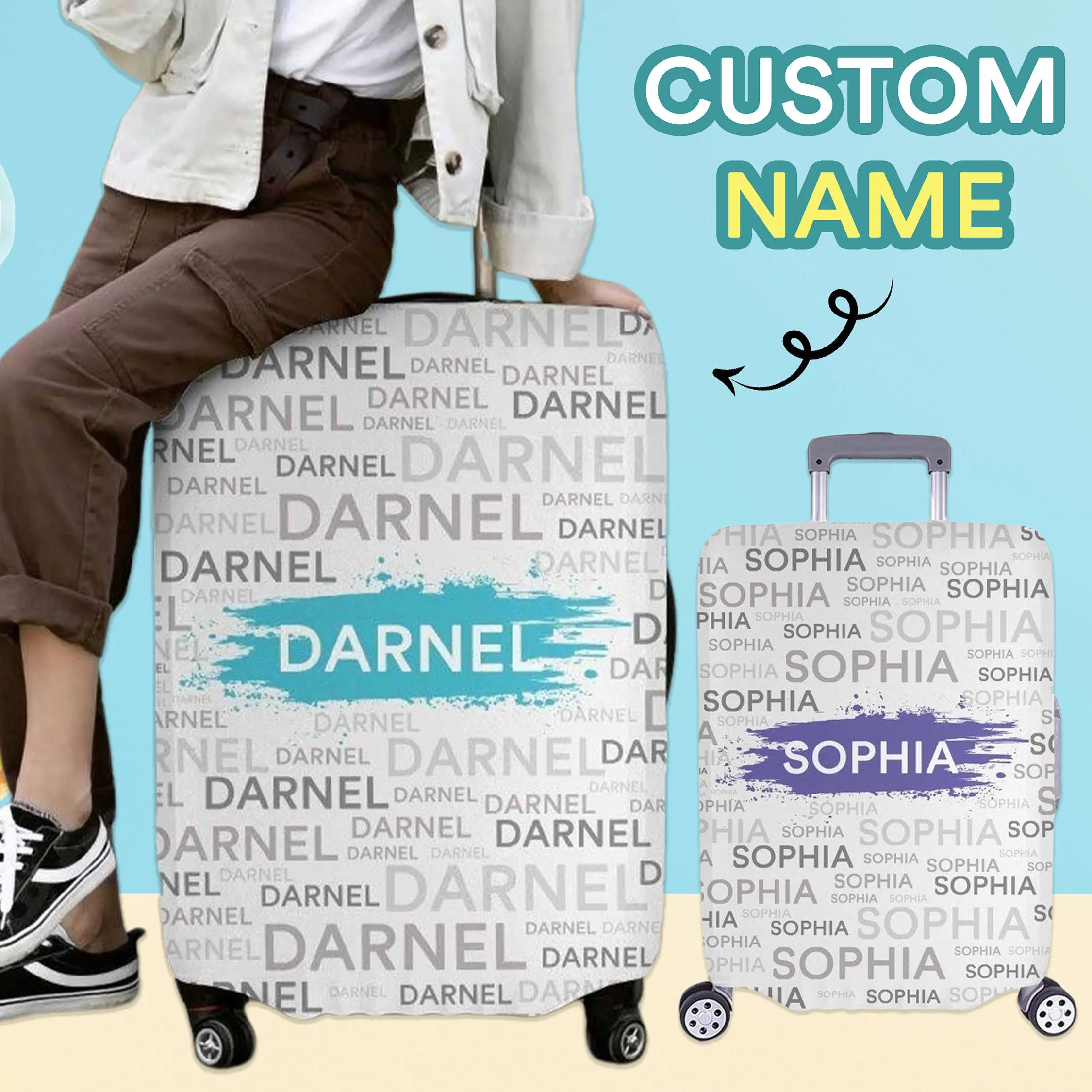 Personalized Monogram Suitcase Protector Luggage Cover