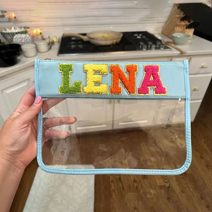 Personalized Chenille Patch Clear Pouch Cosmetic Bag