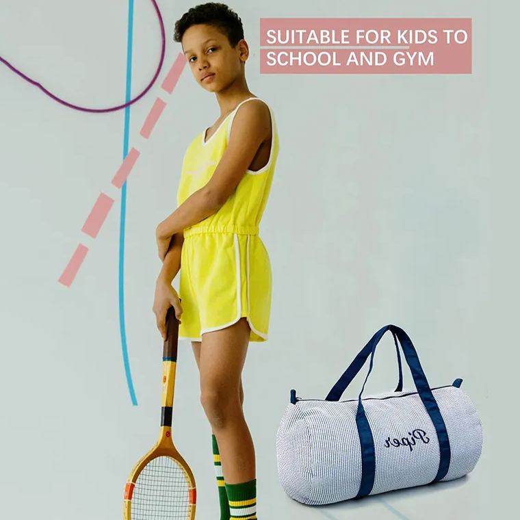 Personalized kids Seersucker Duffle Bag Set