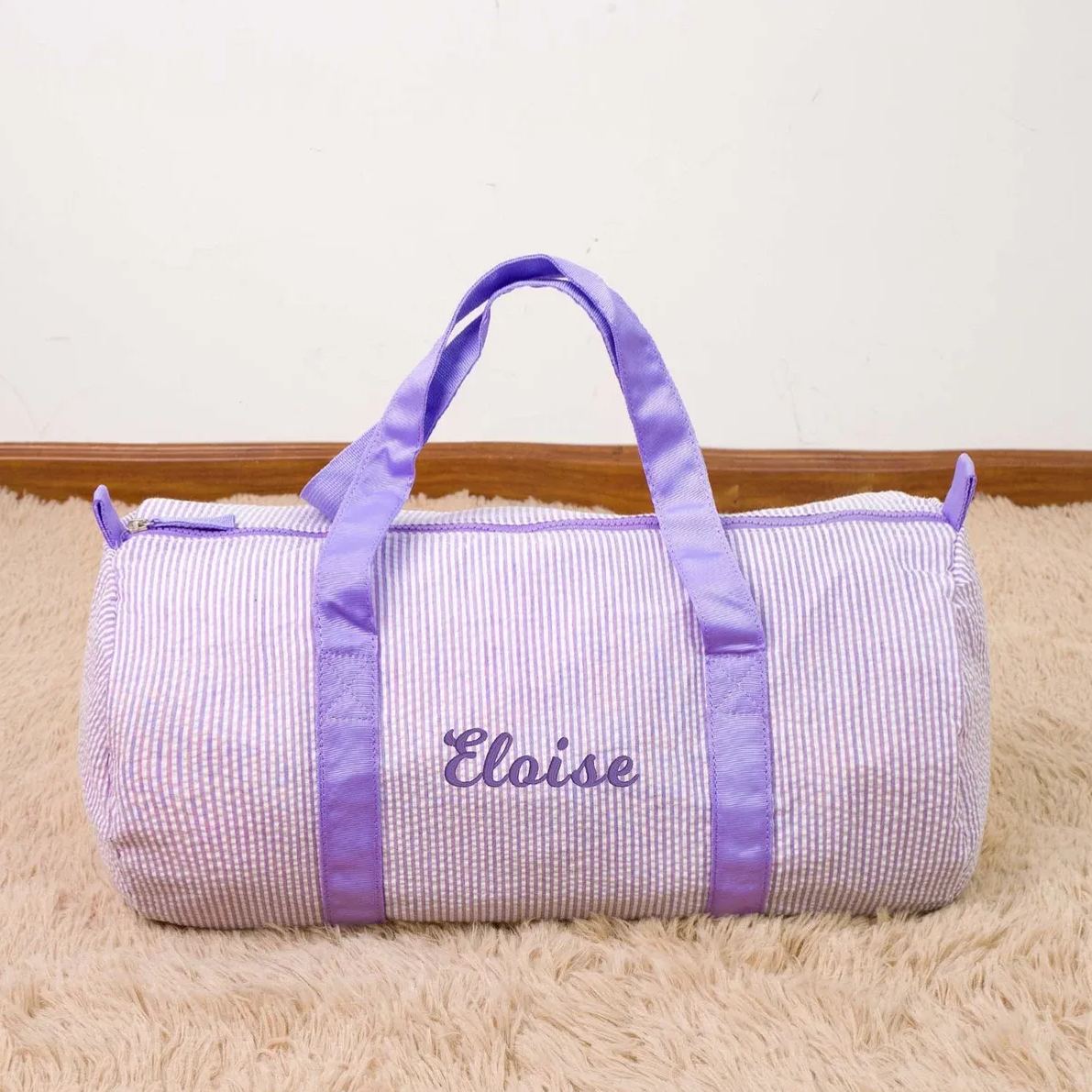 Personalized kids Seersucker Duffle Bag Set