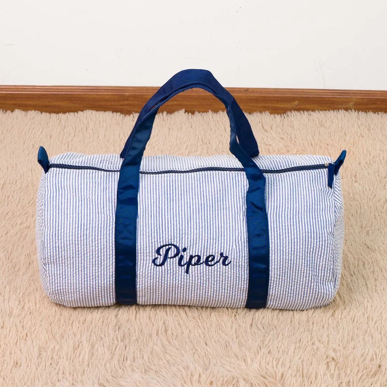 Personalized kids Seersucker Duffle Bag Set
