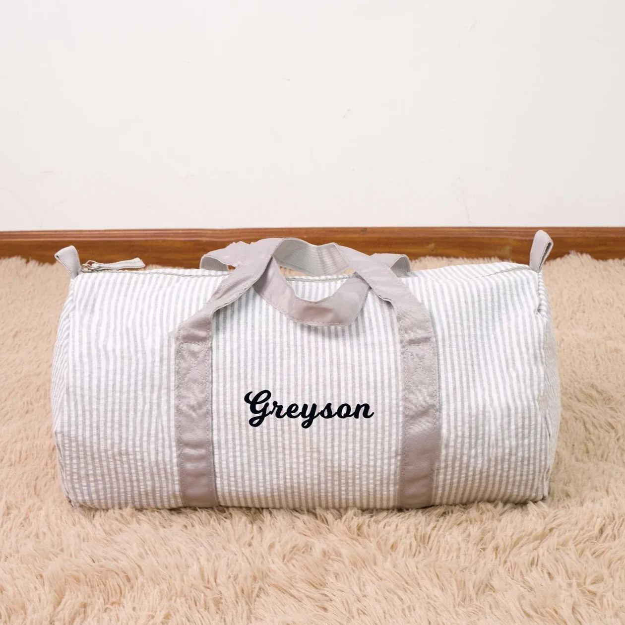 Personalized kids Seersucker Duffle Bag Set