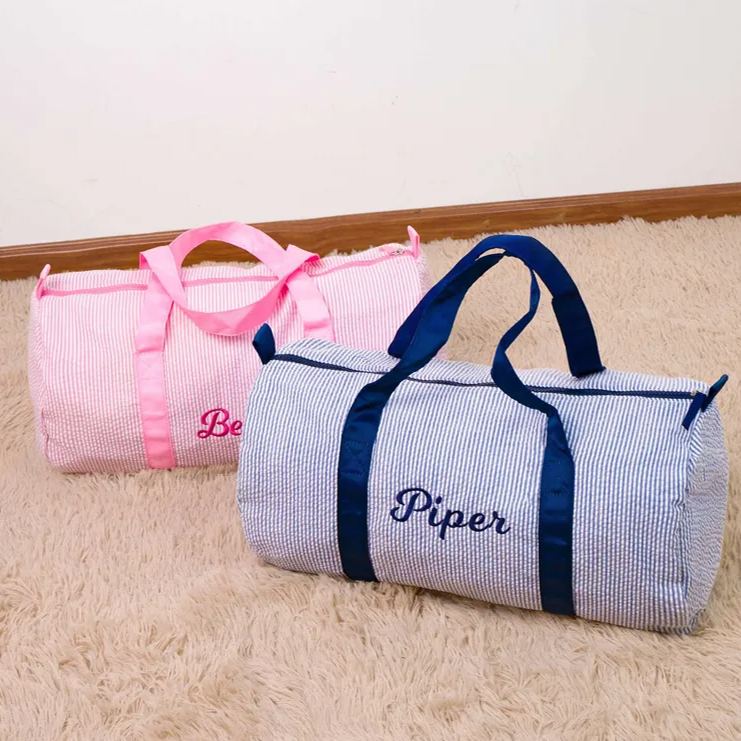 Personalized kids Seersucker Duffle Bag Set