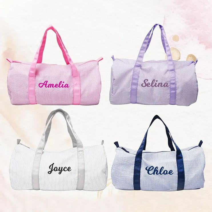 Personalized kids Seersucker Duffle Bag Set