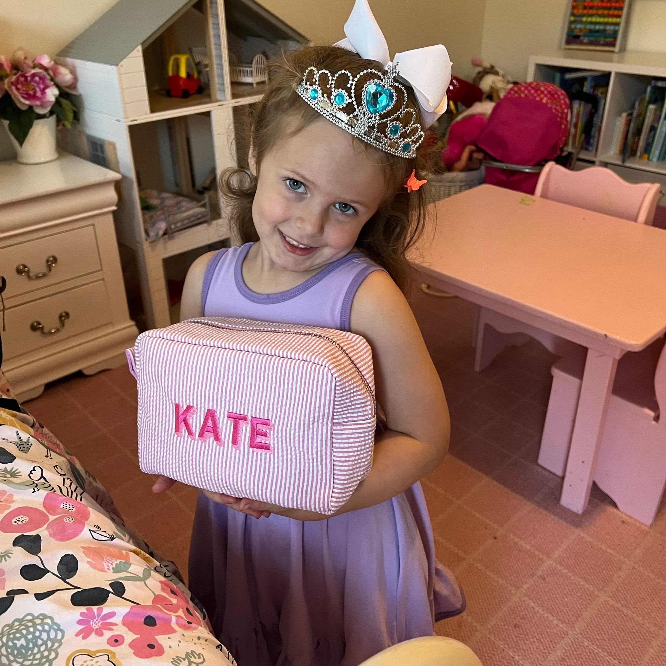 Personalized Embroidery kids Seersucker Duffle Bag Set