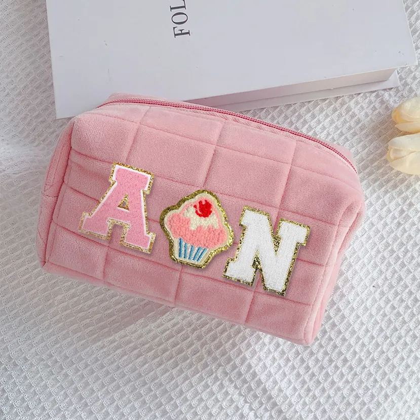 Personalized Chenille Letter Fluffy Storage Bag