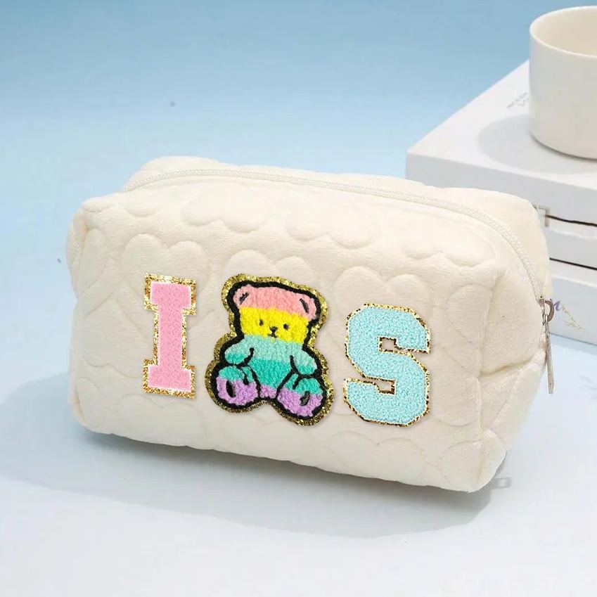 Personalized Chenille Letter Fluffy Storage Bag