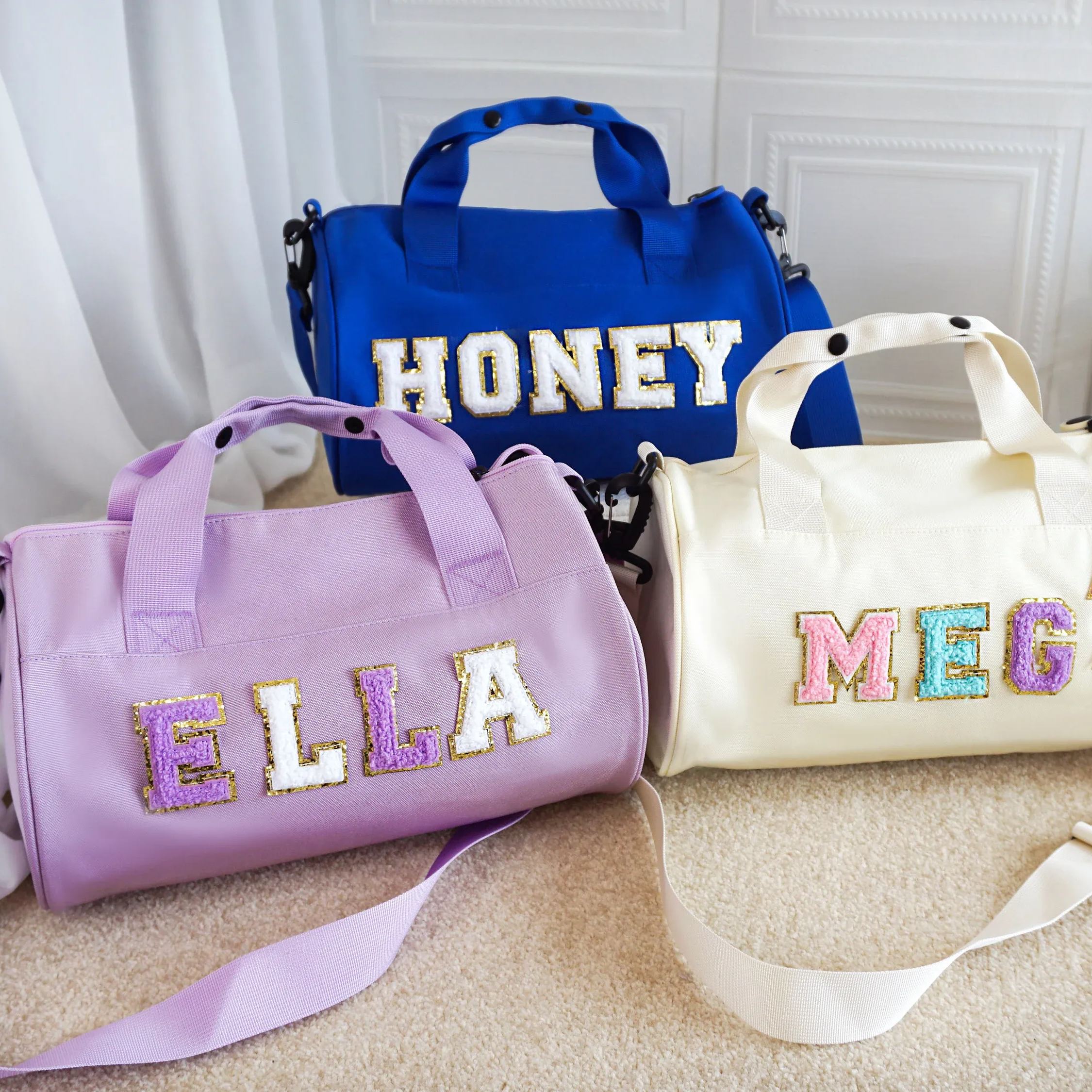 Personalized Chenille Letter Water Proof Duffle Dance Bag