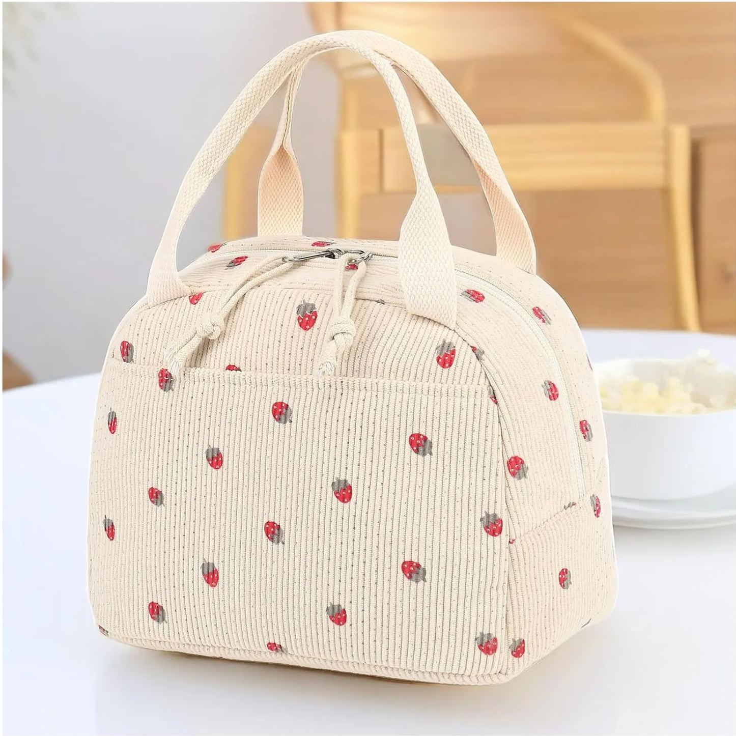 Personalized Kids Handmade Knitted Corduroy Lunch Bag