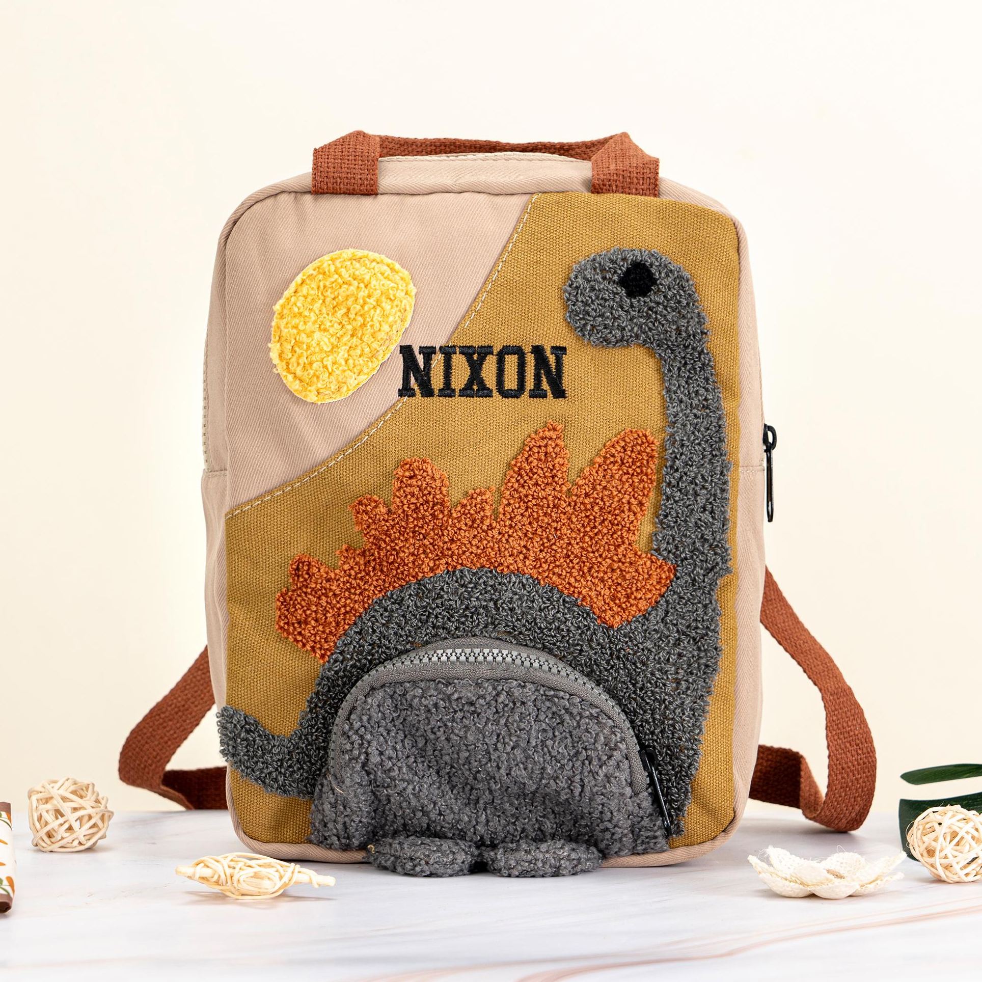 Personalized Embroidery Kids Dinosaur School Backpack