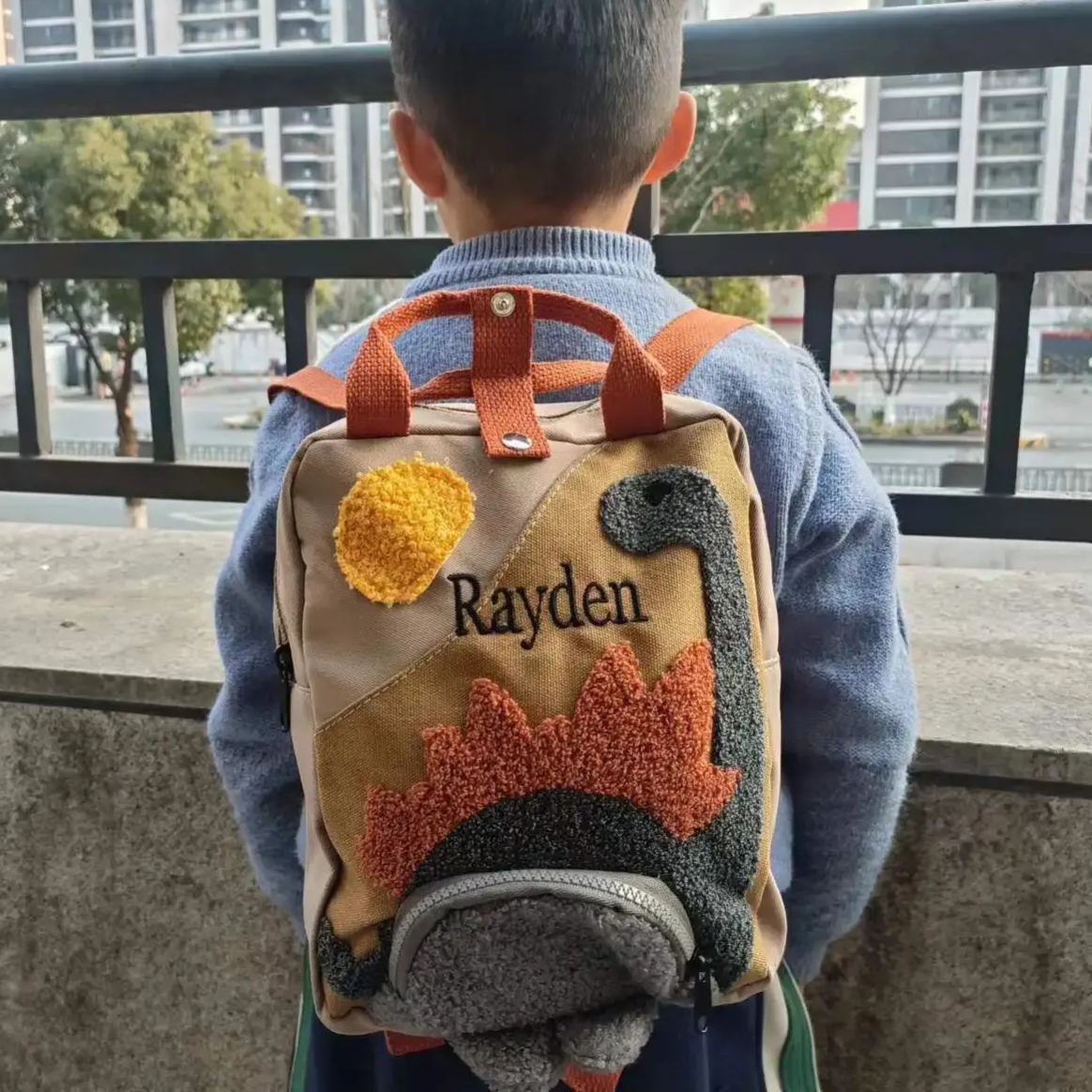 Personalized Embroidery Kids Dinosaur School Backpack