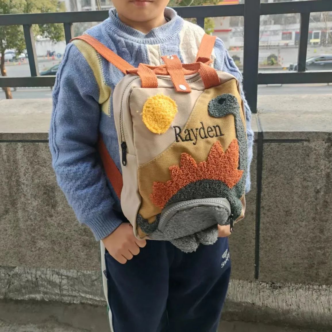 Personalized Embroidery Kids Dinosaur School Backpack