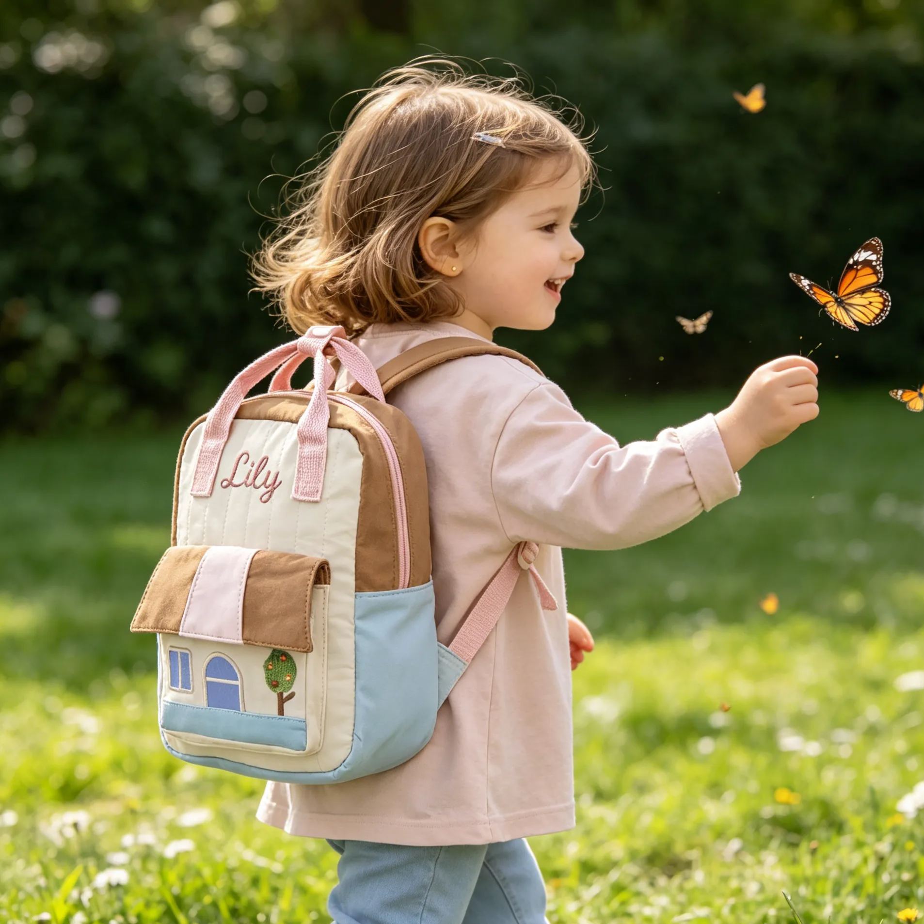 Personalized Embroidery Lovely House Design Backpack