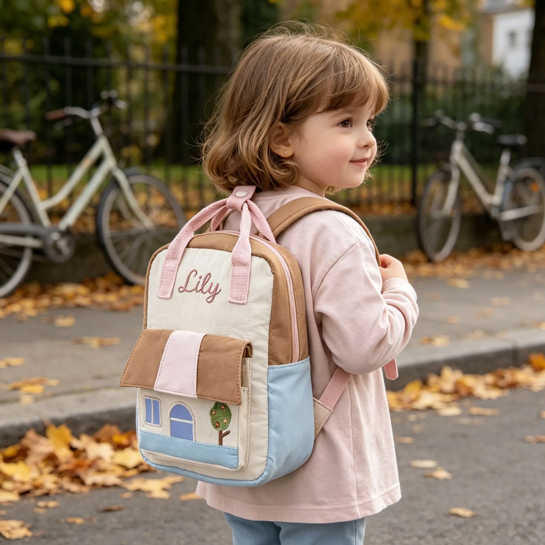 Personalized Embroidery Lovely House Design Backpack