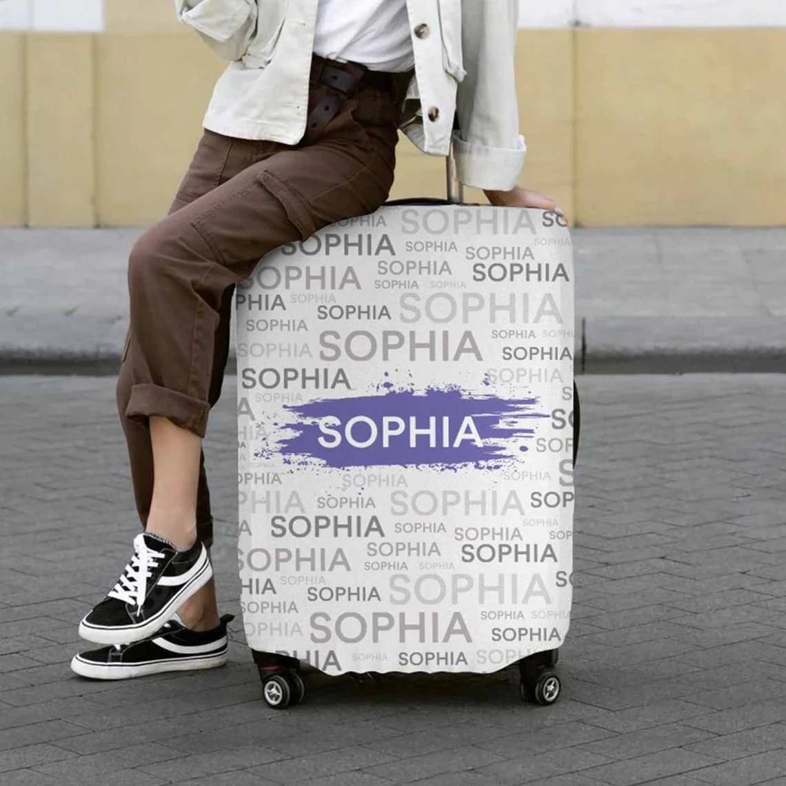 Personalized Monogram High-elastic Suitcase Protector Luggage Cover