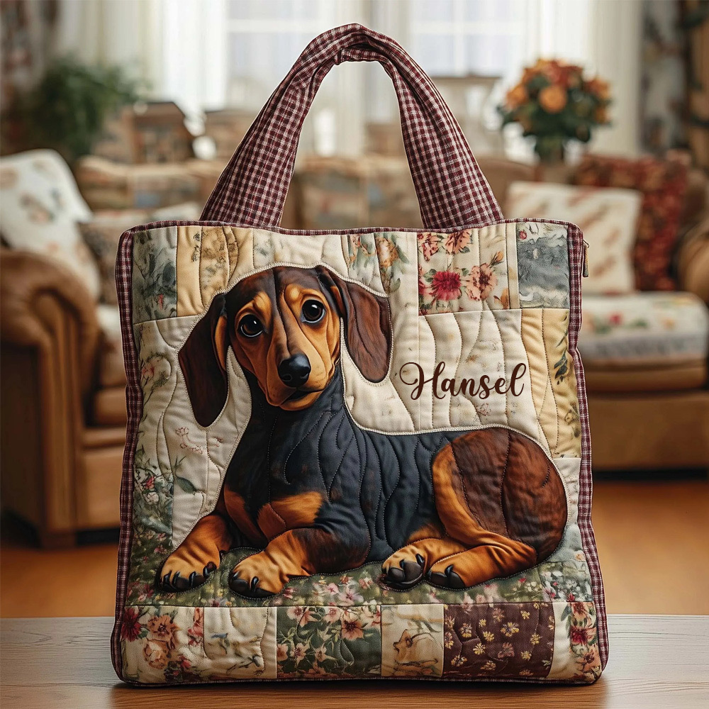 Crafted Dachshund Quilted Eco-friendly Tote Bag | VETote01