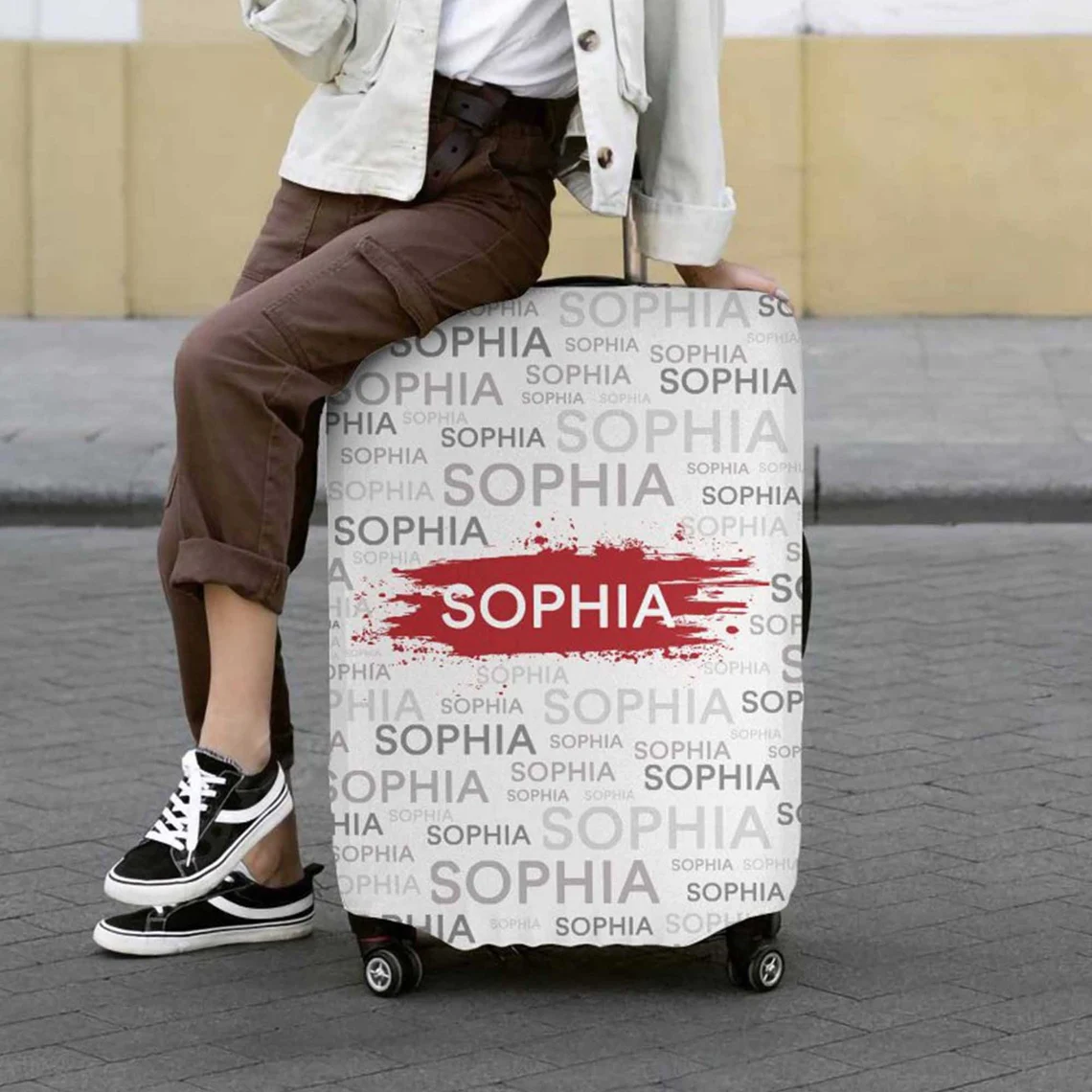 Personalized Monogram High-elastic Suitcase Protector Luggage Cover