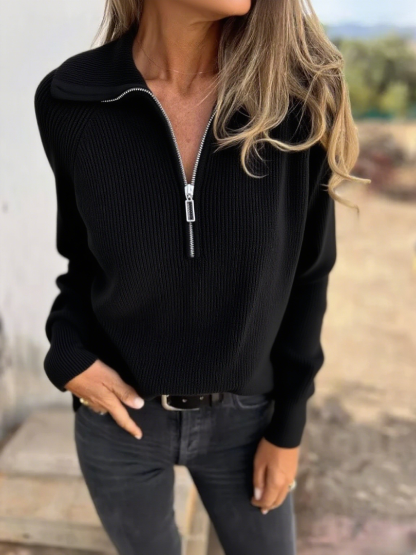 2025 new casual long-sleeved zipper pullover sweater