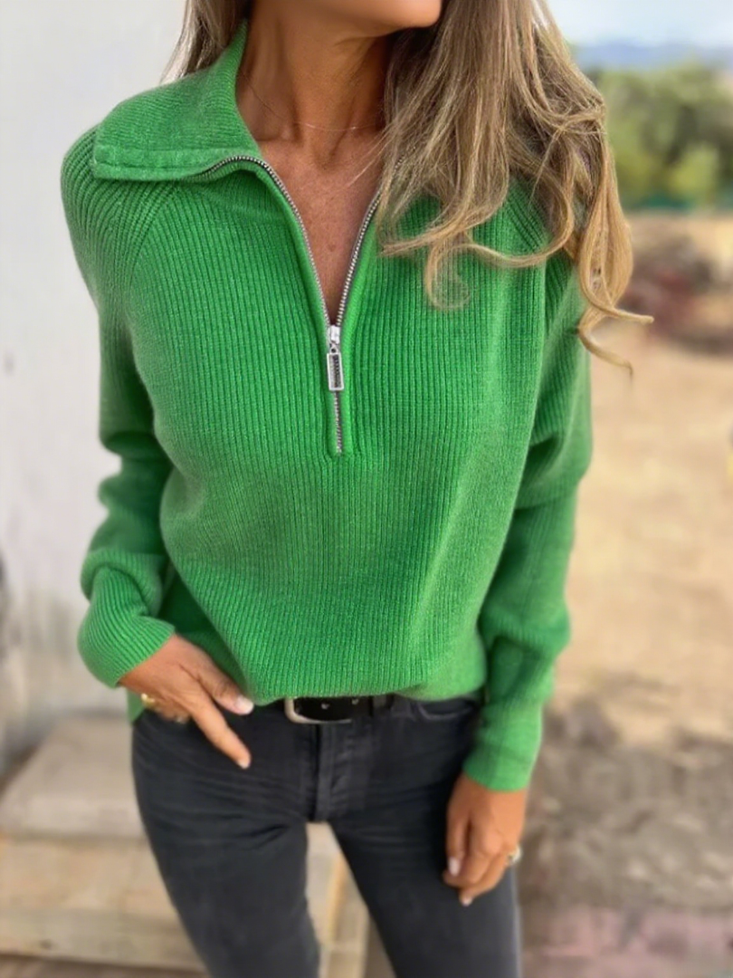 2025 new casual long-sleeved zipper pullover sweater