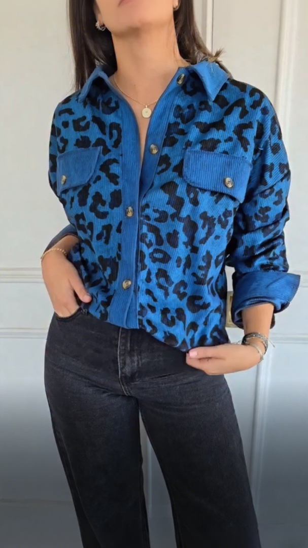 loose leopard-print corduroy jacket