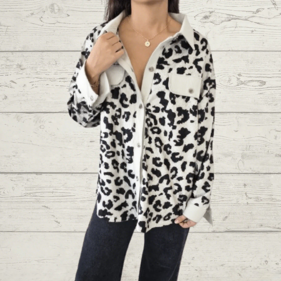 loose leopard-print corduroy jacket