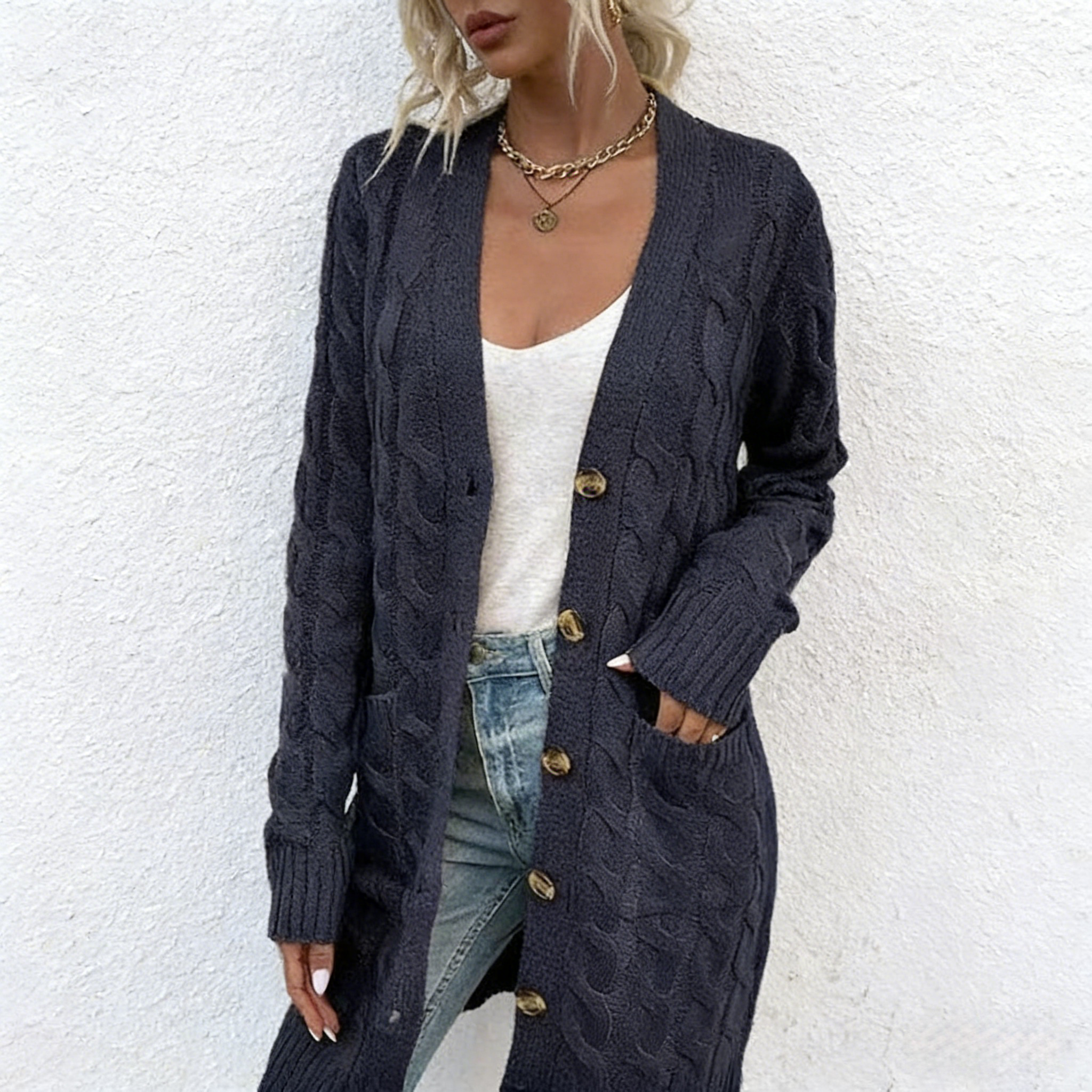 Knitted Button Down Cardigan