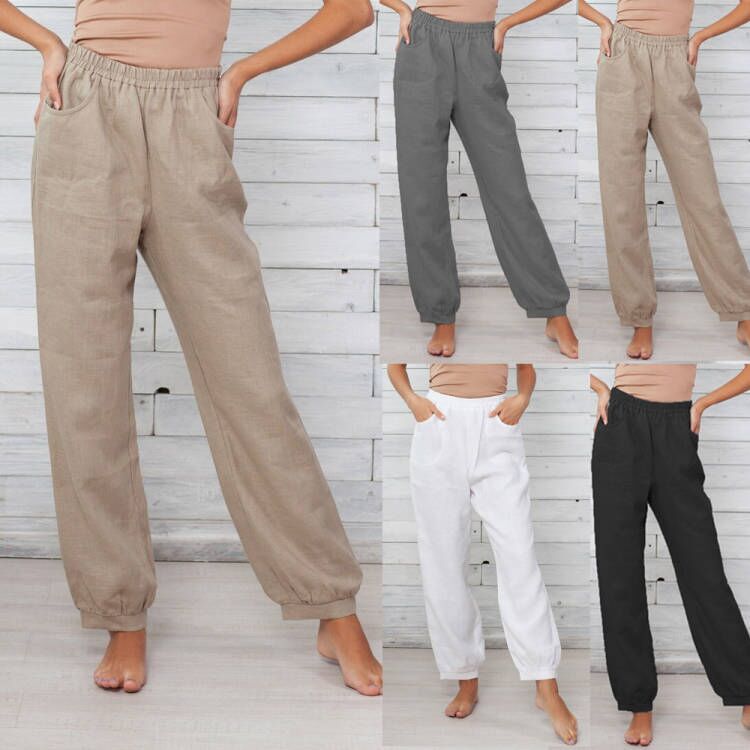 Women's loose cotton linen casual pants