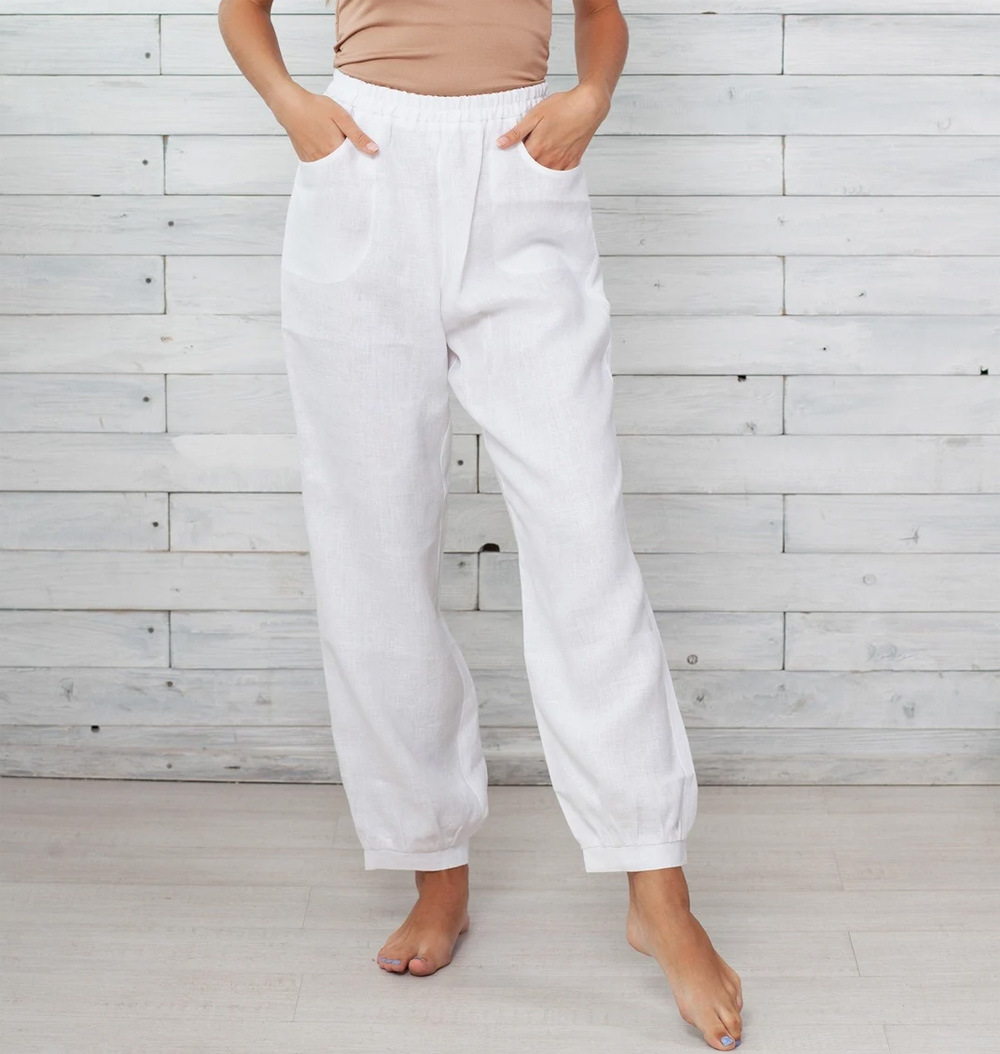 Women's loose cotton linen casual pants