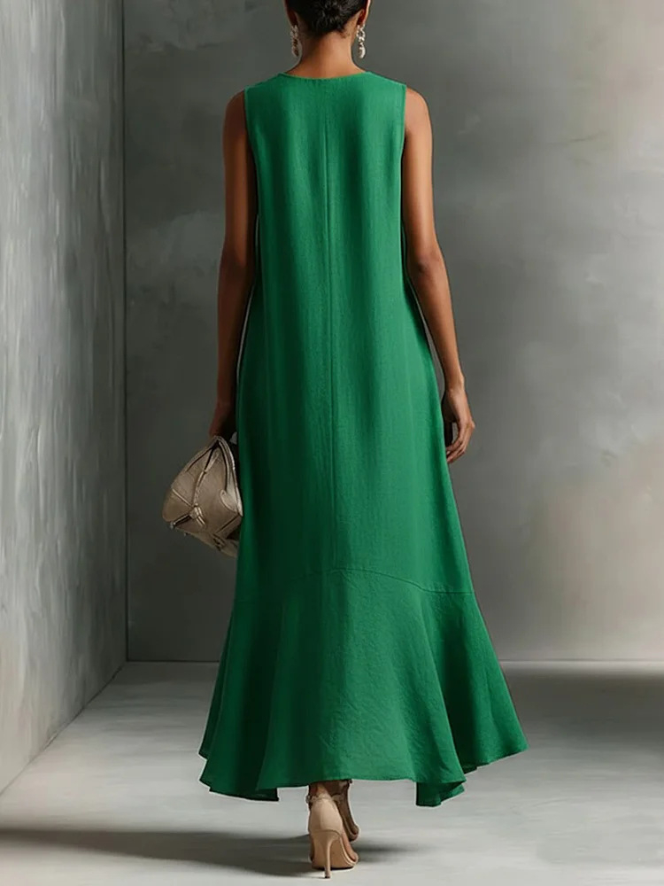 🔥Spring Sale 50% OFF🔥 Cotton Linen Flowy Sleeveless Long Dress