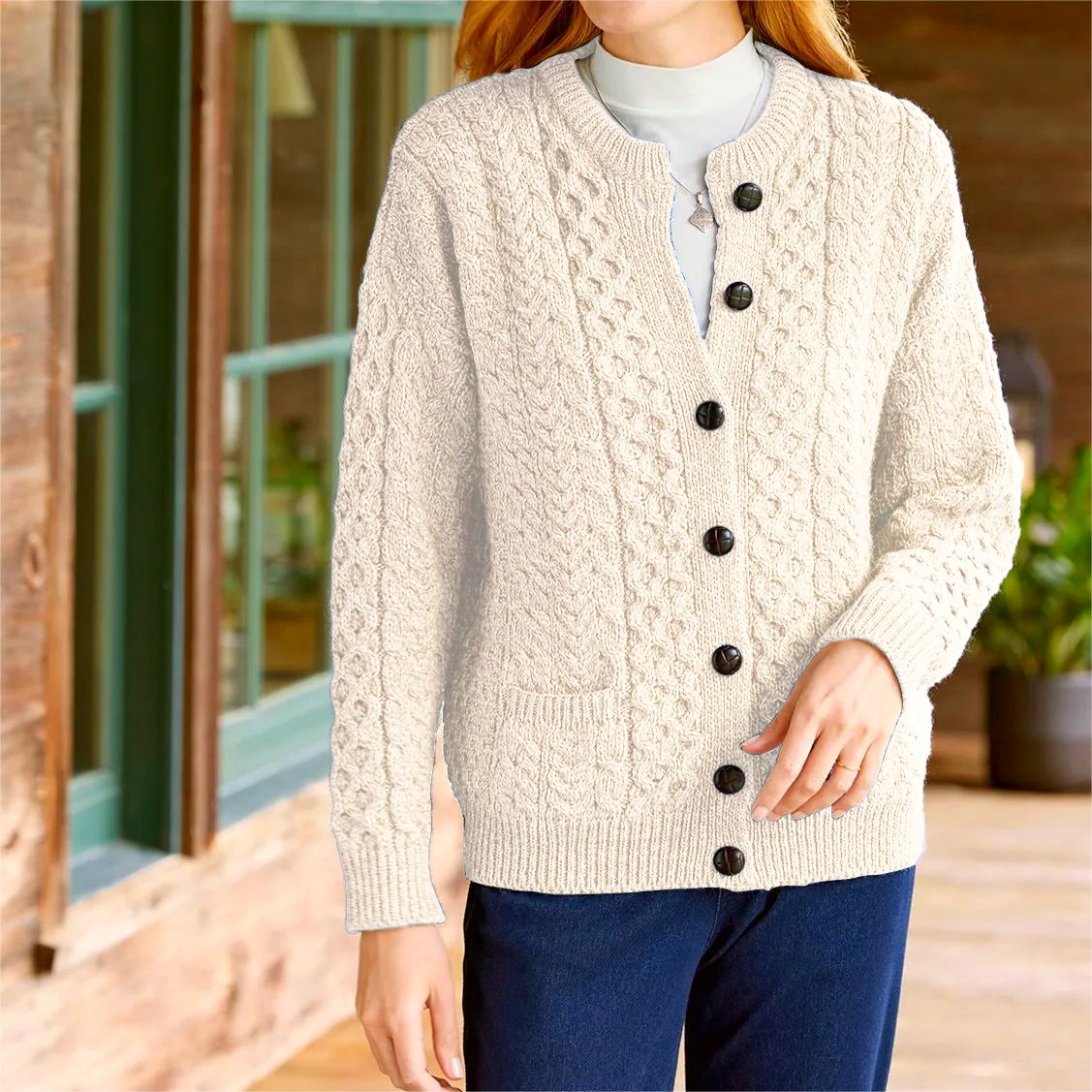 Woman's  Wool Timeless Cardigan warm sweater coat