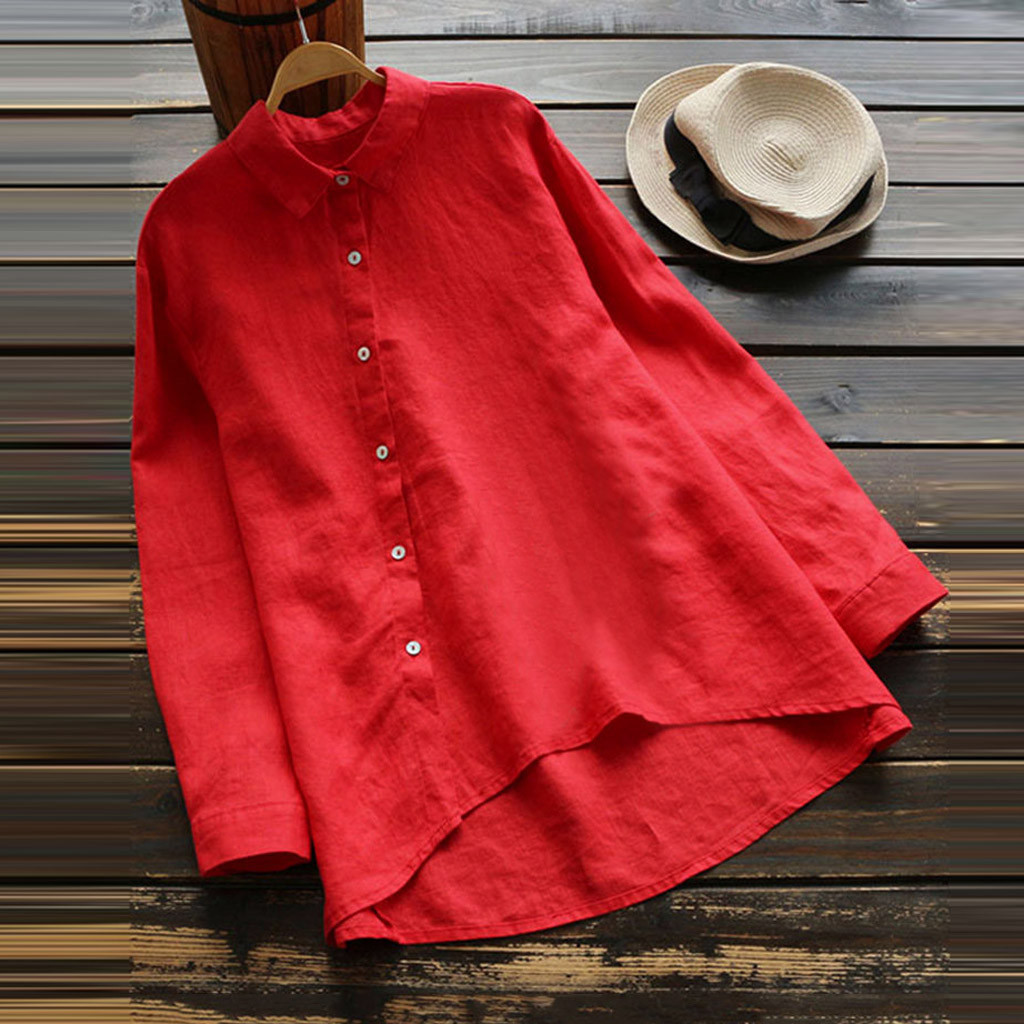 Cotton Linen Side Button Down Long Sleeve Shirt