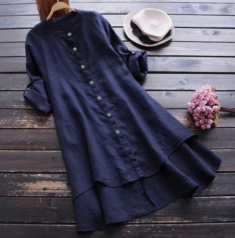 Cotton Linen Button Down Long Sleeve Cardigan Shirt