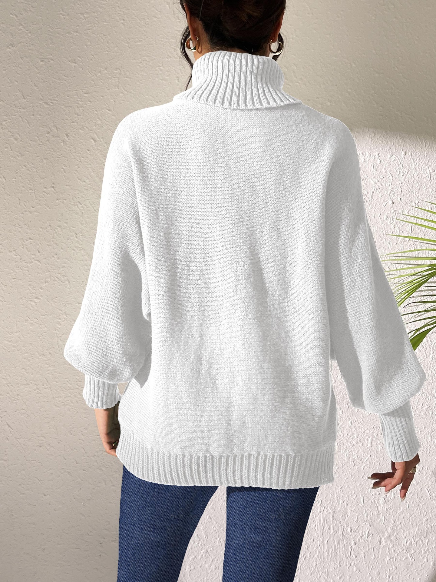 Bat Sleeve Turtleneck Lapel Cashmere Sweater
