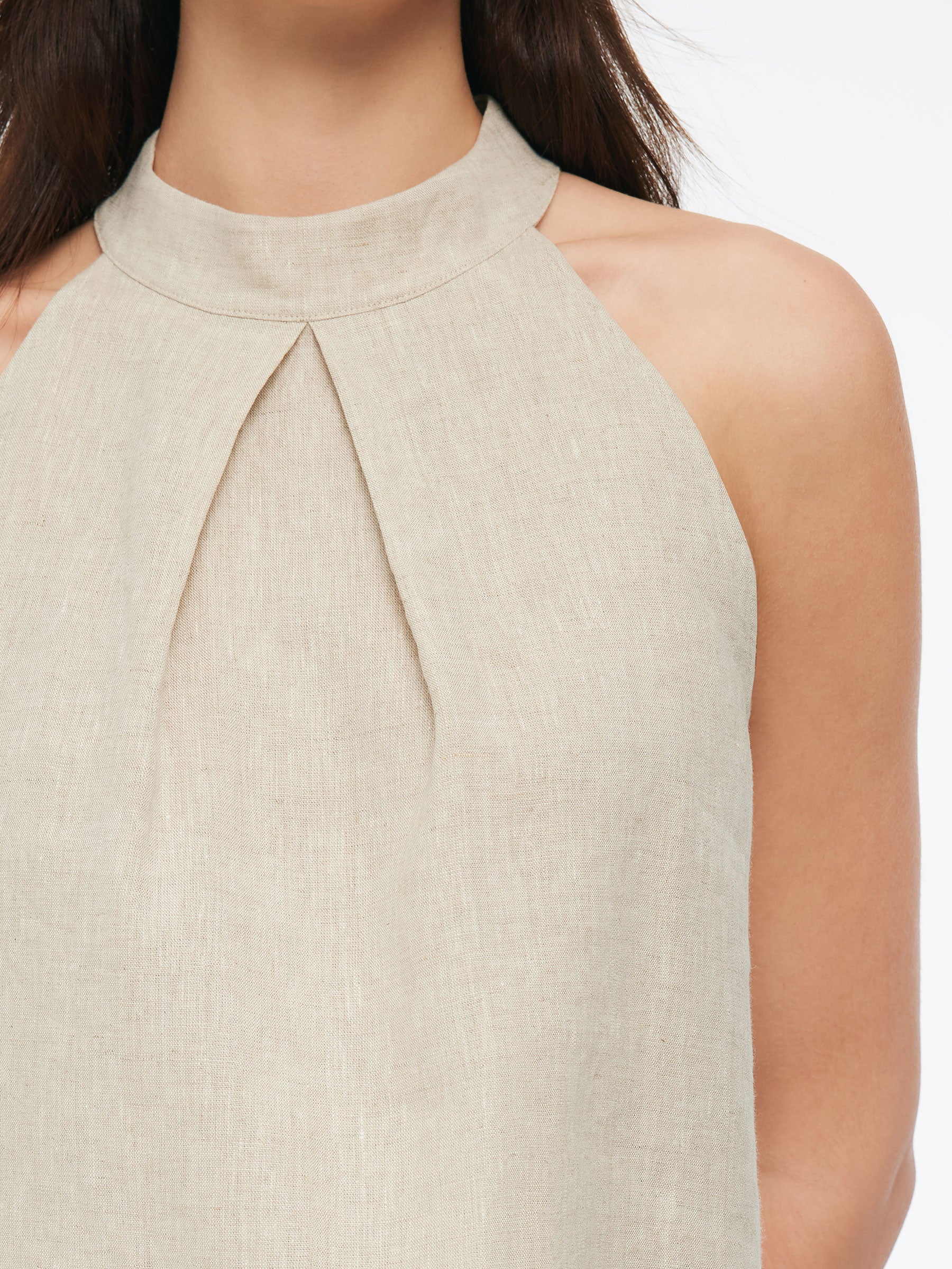 100% Cotton Linen Women Halter Tank Top