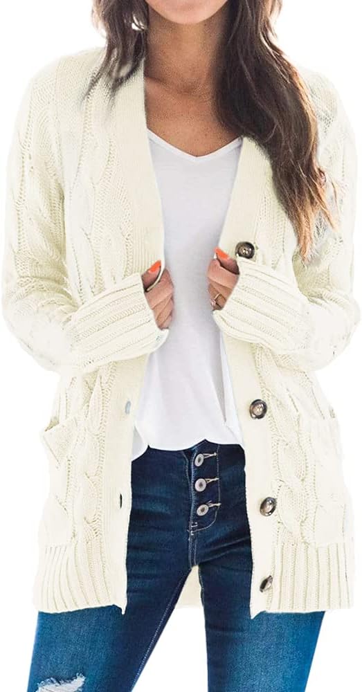 Women's Chunky Knit Long Sleeve Cardigan Sweater Jacket