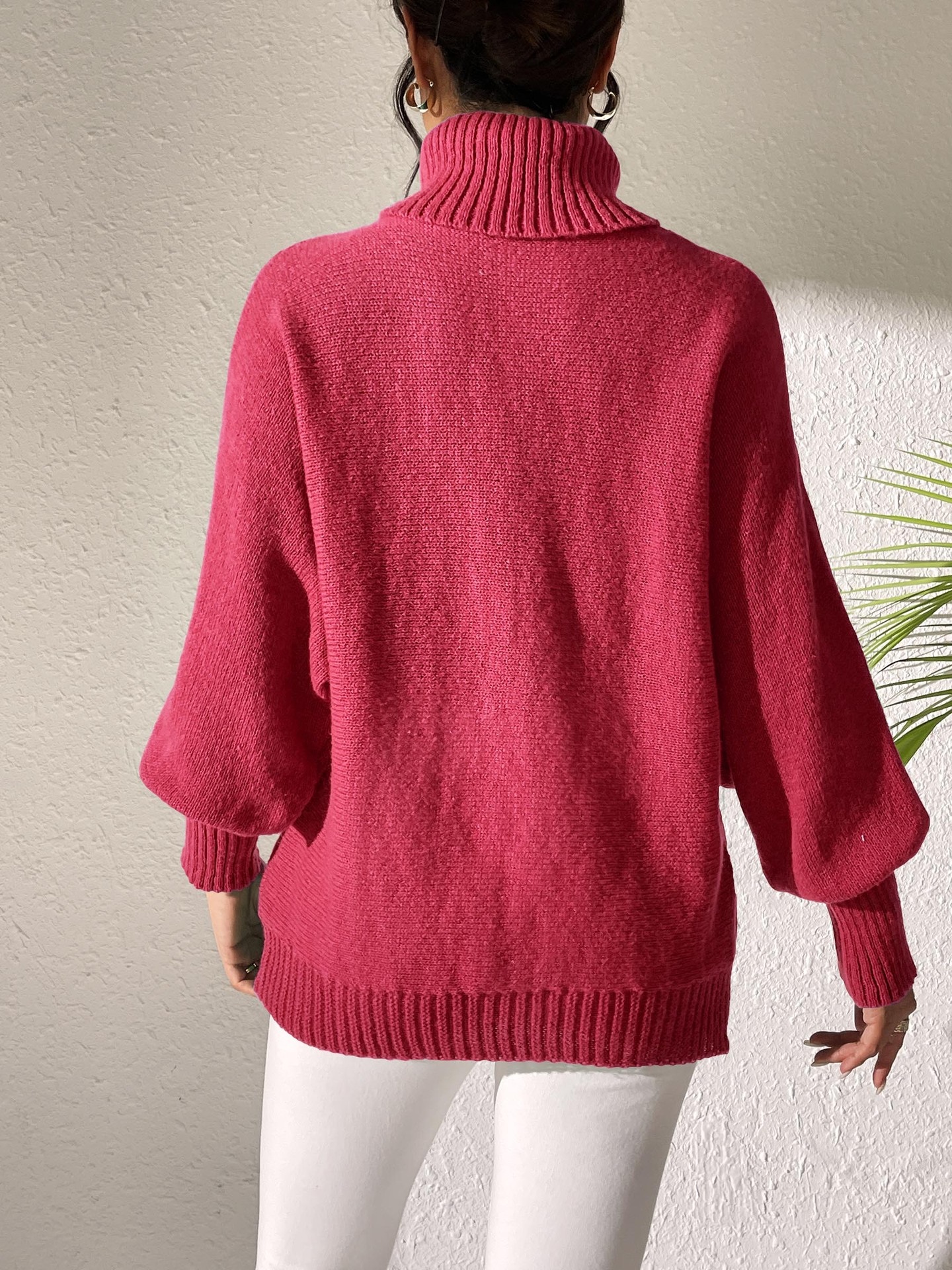 Bat Sleeve Turtleneck Lapel Cashmere Sweater