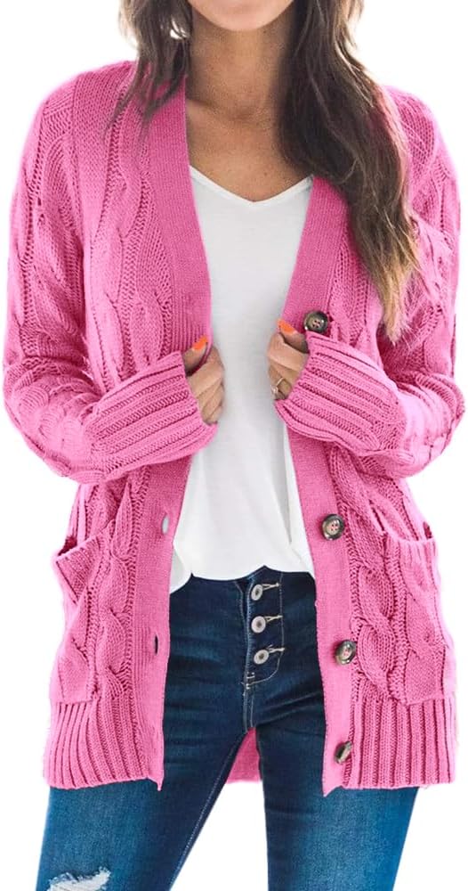 Women's Chunky Knit Long Sleeve Cardigan Sweater Jacket