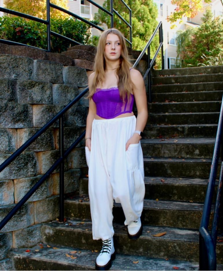 Women’s Linen Wide Leg Pants Casual Loose Drawstring with Pockets