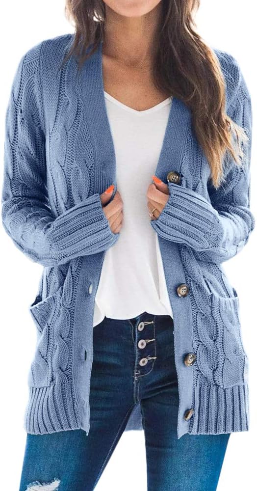 Women's Chunky Knit Long Sleeve Cardigan Sweater Jacket