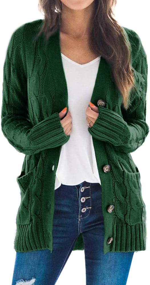 Women's Chunky Knit Long Sleeve Cardigan Sweater Jacket