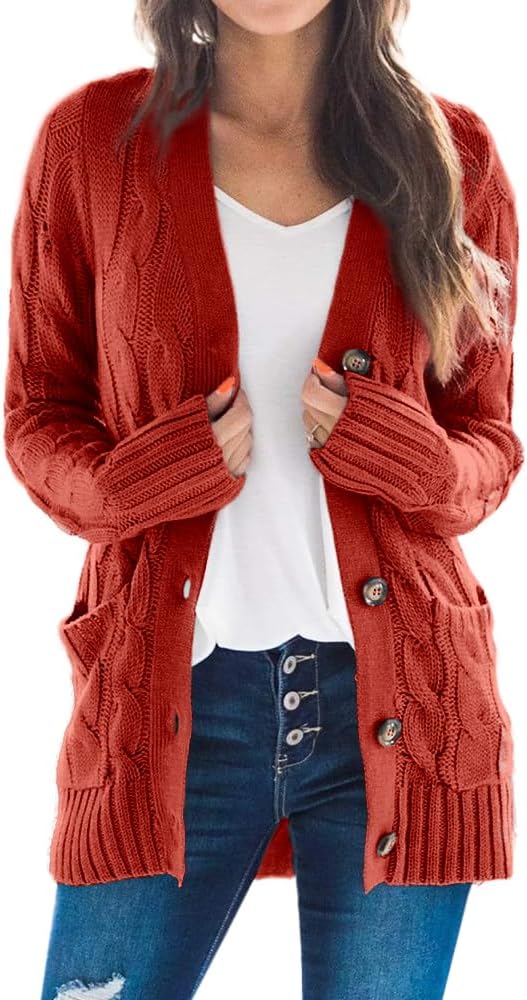 Women's Chunky Knit Long Sleeve Cardigan Sweater Jacket