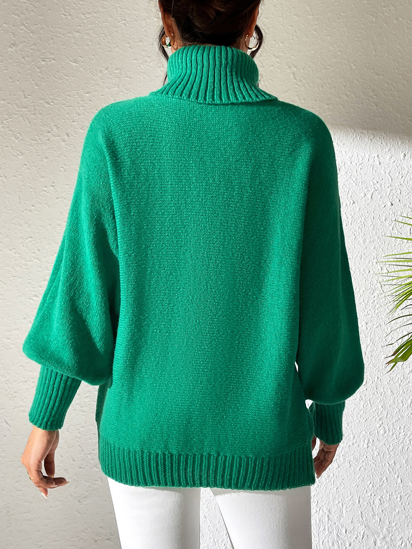 Bat Sleeve Turtleneck Lapel Cashmere Sweater