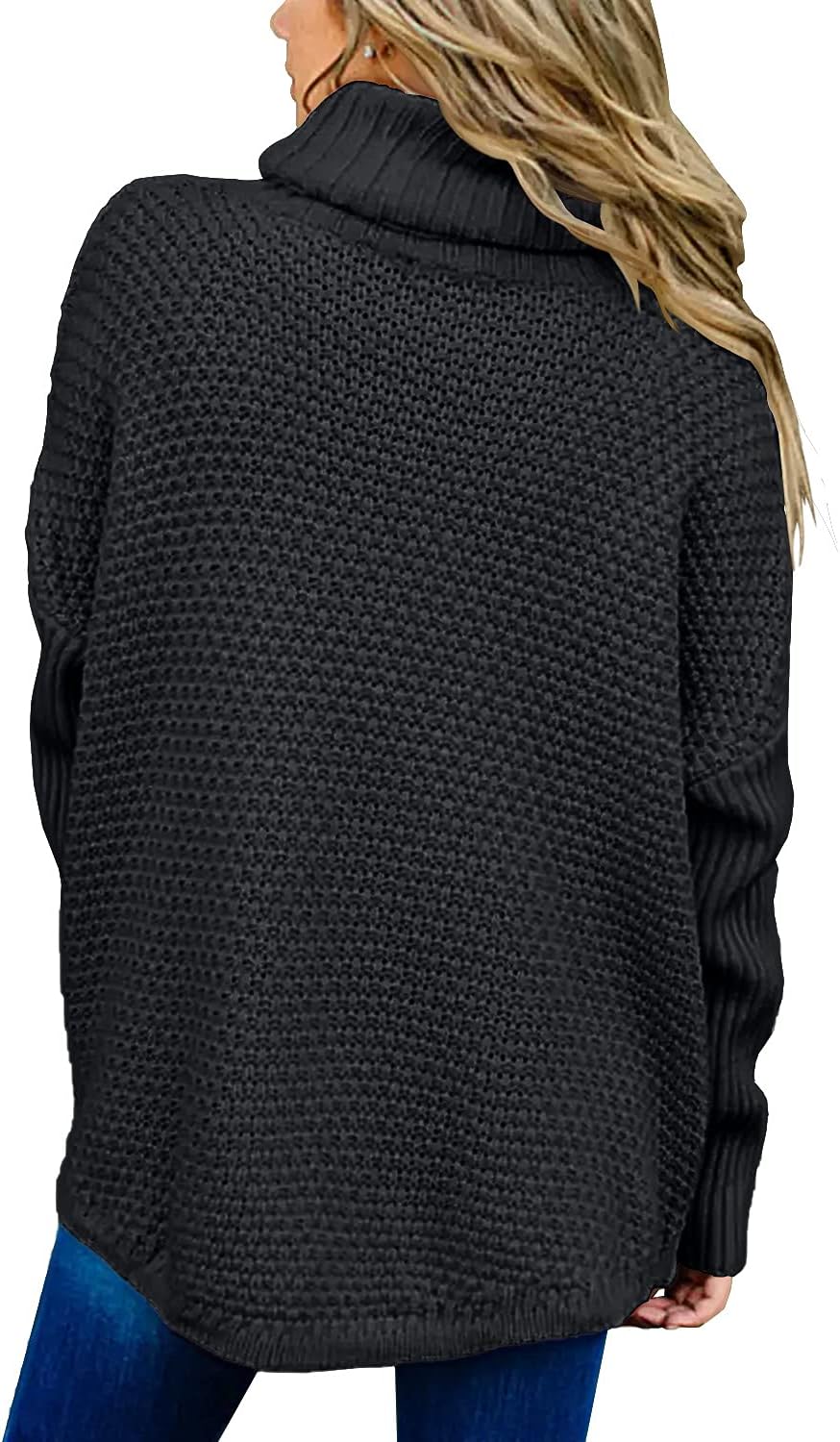 Women's Oversized Turtleneck Long Sleeve Casual Pullover Knit Tunic Sweater