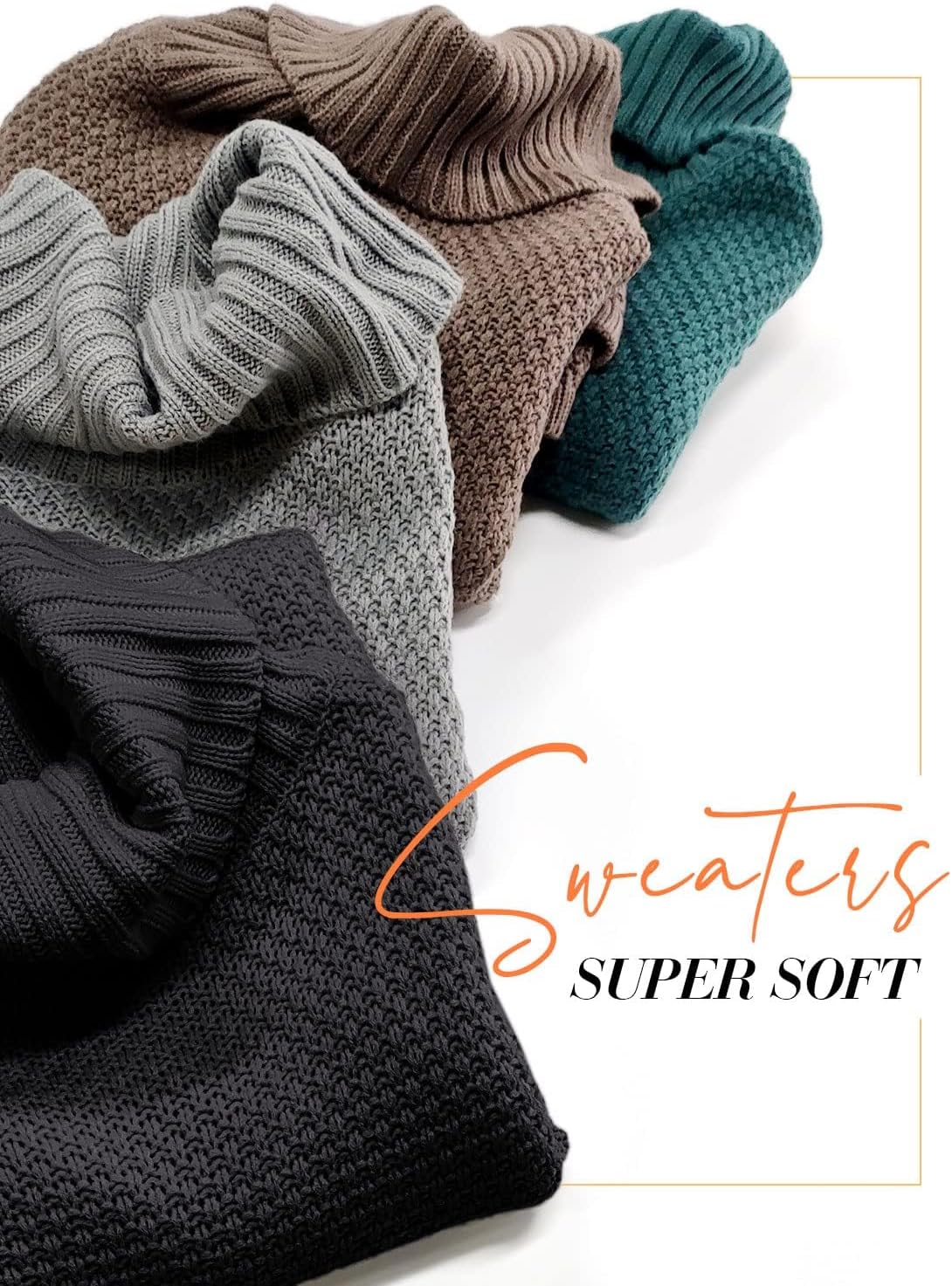 Women's Oversized Turtleneck Long Sleeve Casual Pullover Knit Tunic Sweater