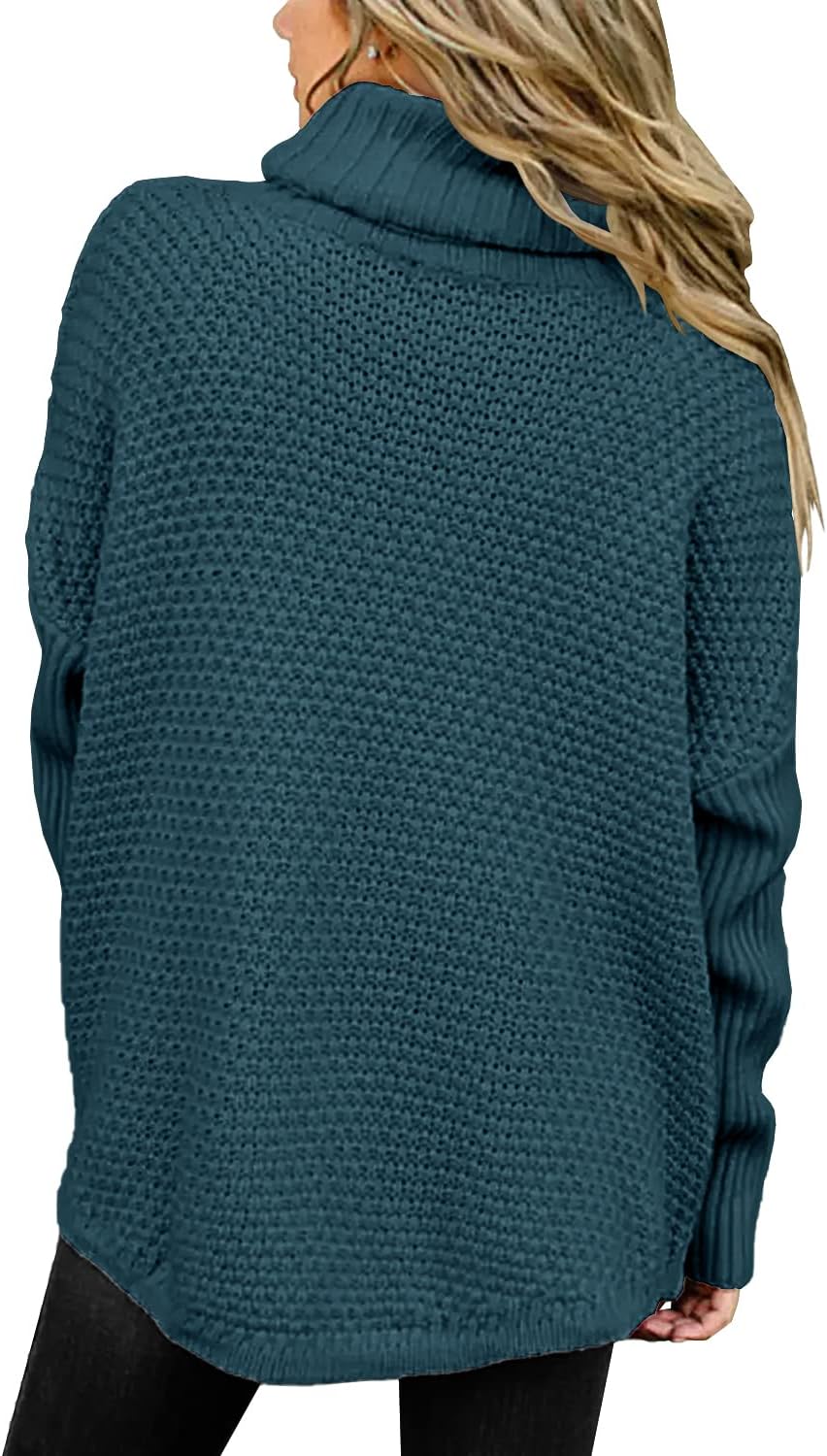 Women's Oversized Turtleneck Long Sleeve Casual Pullover Knit Tunic Sweater